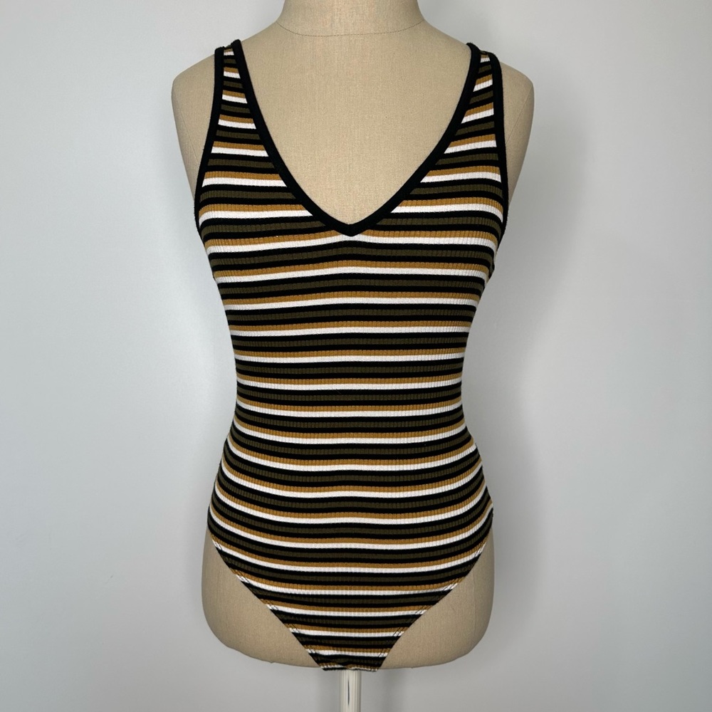 Forever 21  70s style striped ribbed bodysuit size: large